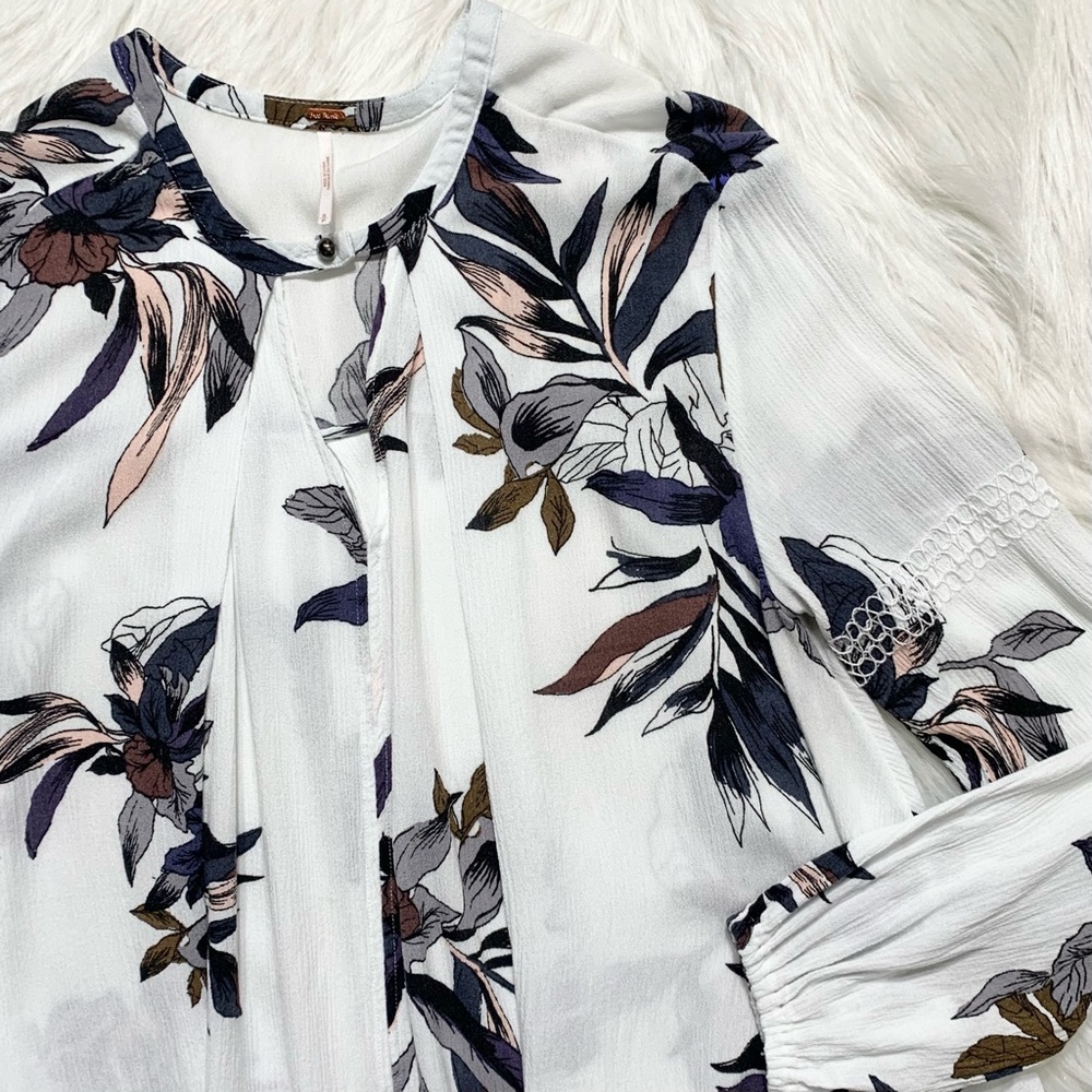 SOLD-Free People Floral Choker Neck Swing Pocket Tunic - Picture 10 of 14